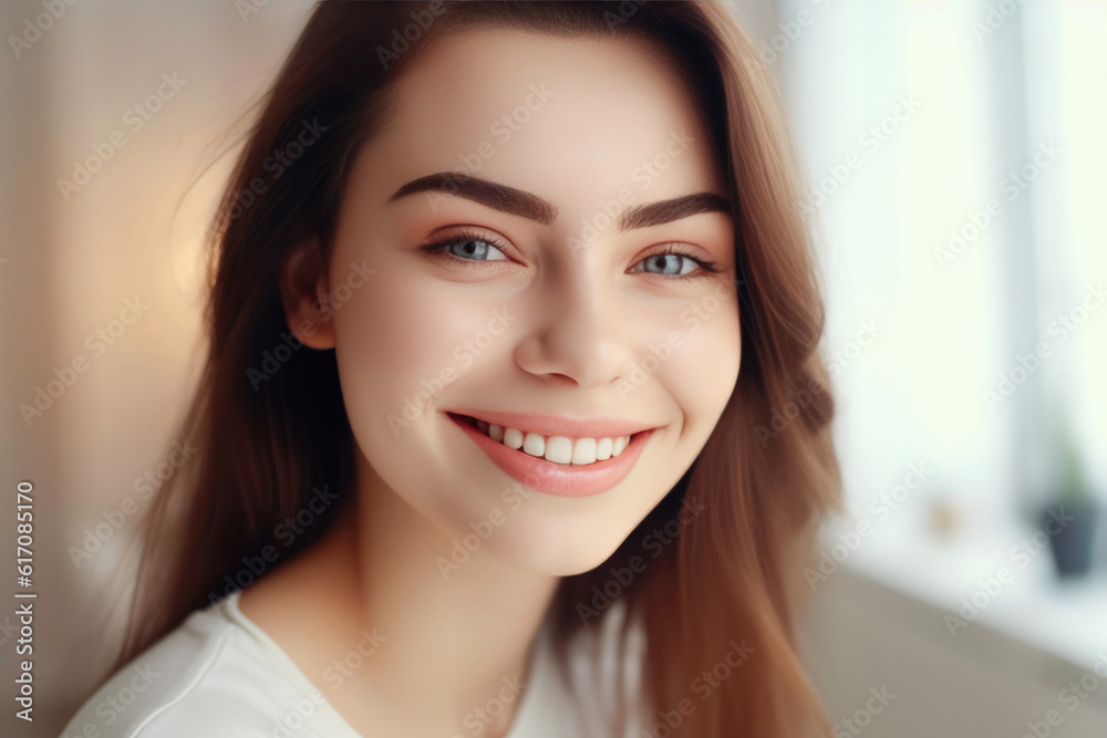 Elegant Lady with a Flawless White Smile Gazing at the Camera. Generative AI Elegant Lady with a Flawless White Smile Gazing at the Camera. Generative AI