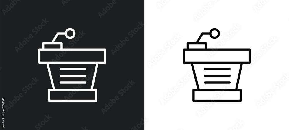 classroom tribune line icon in white and black colors. classroom tribune flat vector icon from classroom tribune collection for web, mobile apps and ui. classroom tribune line icon in white and black colors. classroom tribune flat vector icon from classroom tribune collection for web, mobile apps and ui.