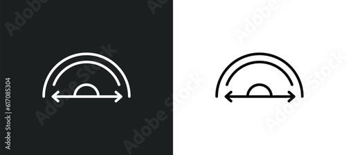 semicircles line icon in white and black colors. semicircles flat vector icon from semicircles collection for web, mobile apps and ui.