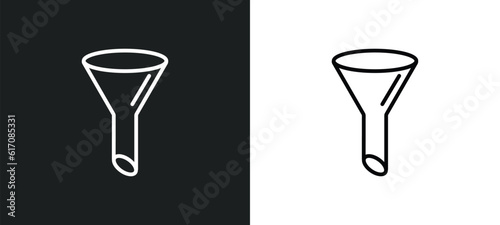 chemistry funnel line icon in white and black colors. chemistry funnel flat vector icon from chemistry funnel collection for web, mobile apps and ui.