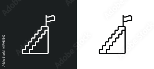 steps to complete line icon in white and black colors. steps to complete flat vector icon from steps to complete collection for web, mobile apps and ui.