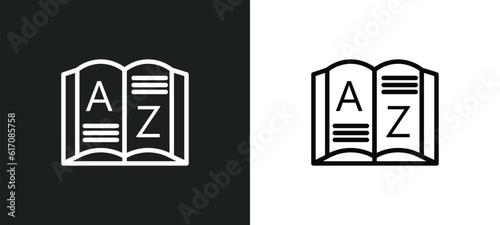 vocabulary line icon in white and black colors. vocabulary flat vector icon from vocabulary collection for web, mobile apps and ui.