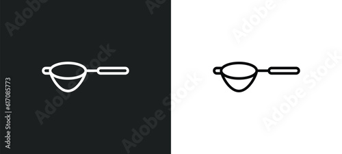 sieve line icon in white and black colors. sieve flat vector icon from sieve collection for web, mobile apps and ui.