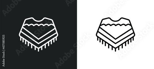 poncho line icon in white and black colors. poncho flat vector icon from poncho collection for web, mobile apps and ui.