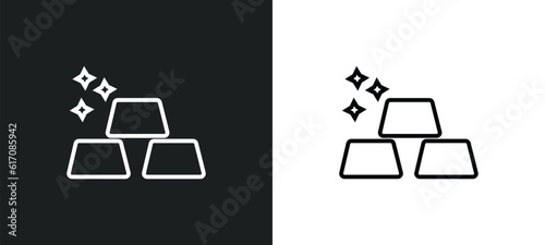 ingots line icon in white and black colors. ingots flat vector icon from ingots collection for web, mobile apps and ui.