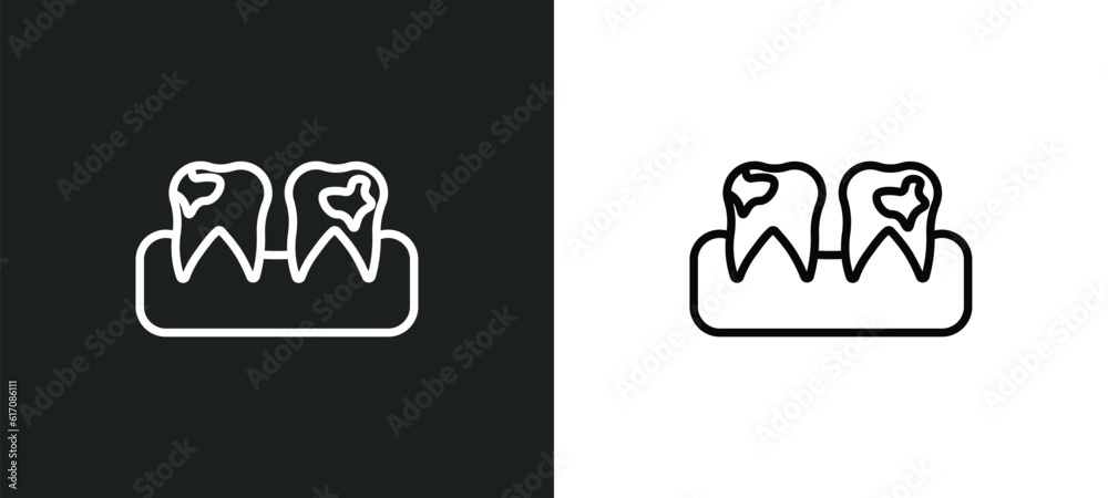 dental plaque line icon in white and black colors. dental plaque flat vector icon from dental plaque collection for web, mobile apps and ui. dental plaque line icon in white and black colors. dental plaque flat vector icon from dental plaque collection for web, mobile apps and ui.