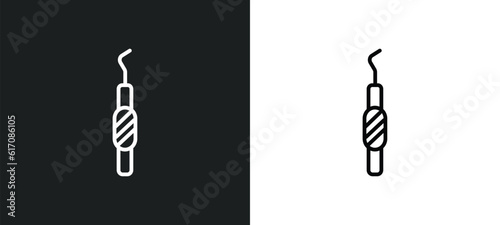 dental probe line icon in white and black colors. dental probe flat vector icon from dental probe collection for web, mobile apps and ui.