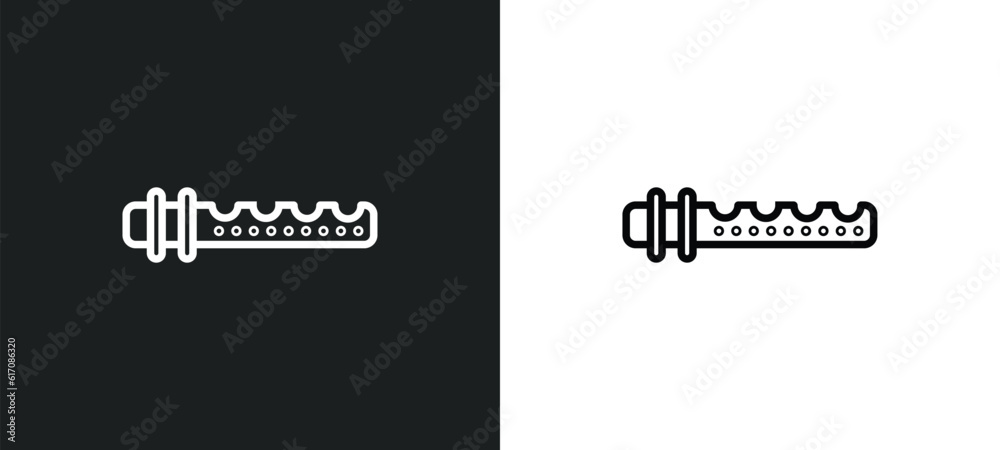 Fototapeta premium native american flute line icon in white and black colors. native american flute flat vector icon from native american flute collection for web, mobile apps and ui.