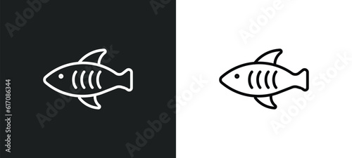 marine fish line icon in white and black colors. marine fish flat vector icon from marine fish collection for web, mobile apps and ui.