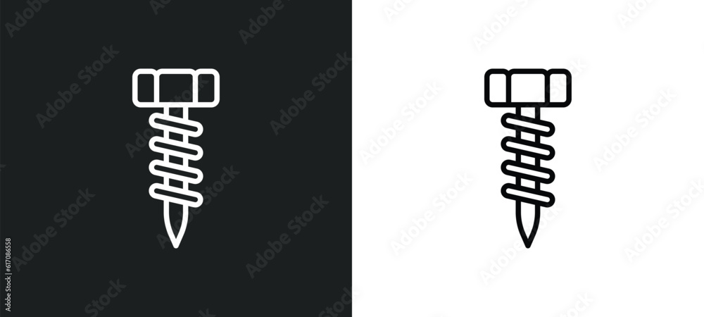 garage screw line icon in white and black colors. garage screw flat vector icon from garage screw collection for web, mobile apps and ui. garage screw line icon in white and black colors. garage screw flat vector icon from garage screw collection for web, mobile apps and ui.