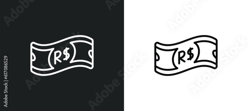 real line icon in white and black colors. real flat vector icon from real collection for web, mobile apps and ui.