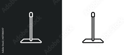 cleaning mop line icon in white and black colors. cleaning mop flat vector icon from cleaning mop collection for web, mobile apps and ui.
