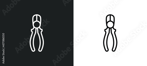 repair pliers line icon in white and black colors. repair pliers flat vector icon from repair pliers collection for web, mobile apps and ui.