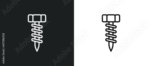 garage screw line icon in white and black colors. garage screw flat vector icon from garage screw collection for web  mobile apps and ui.