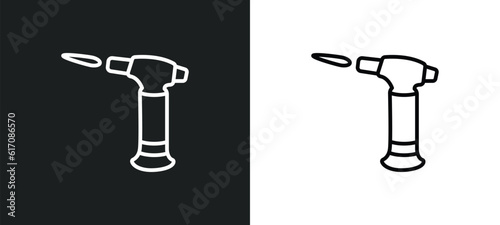 blowtorch line icon in white and black colors. blowtorch flat vector icon from blowtorch collection for web, mobile apps and ui.
