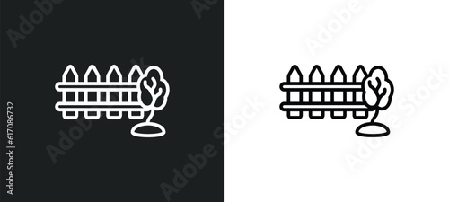 garden fence line icon in white and black colors. garden fence flat vector icon from garden fence collection for web, mobile apps and ui.