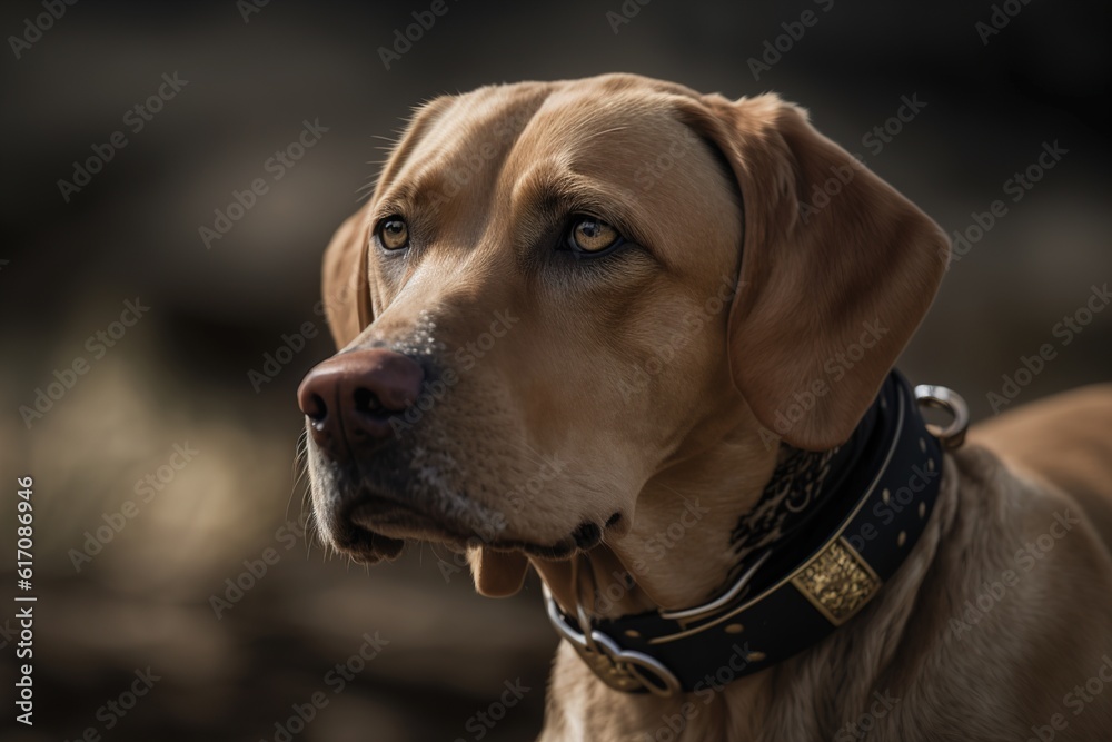 dog in a collar in nature. generated by AI. dog in a collar in nature. generated by AI.