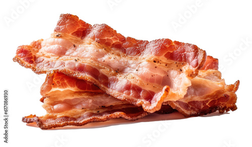 Seamless pattern of fresh bacon strips on transparent background