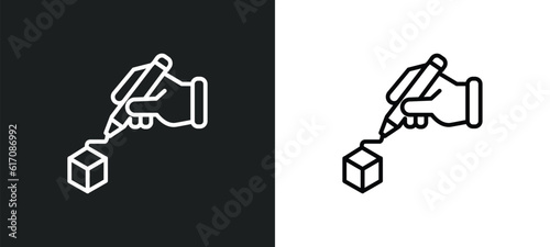 3d printing pen line icon in white and black colors. 3d printing pen flat vector icon from 3d printing pen collection for web, mobile apps and ui.