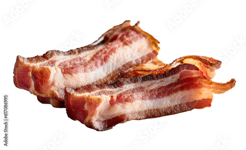 Seamless pattern of thin and fresh beef bacon on transparent background