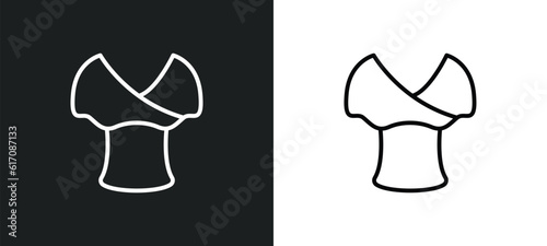 draped top line icon in white and black colors. draped top flat vector icon from draped top collection for web, mobile apps and ui.