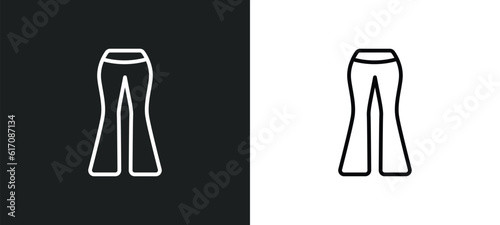 flare pants line icon in white and black colors. flare pants flat vector icon from flare pants collection for web, mobile apps and ui.