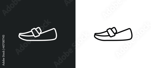loafer line icon in white and black colors. loafer flat vector icon from loafer collection for web, mobile apps and ui.