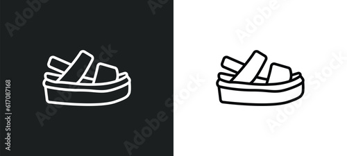 platform sandals line icon in white and black colors. platform sandals flat vector icon from platform sandals collection for web, mobile apps and ui.