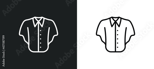 denim shirt line icon in white and black colors. denim shirt flat vector icon from denim shirt collection for web  mobile apps and ui.