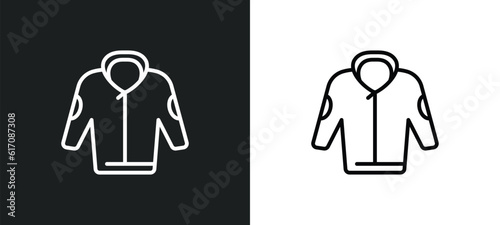 jogging jacket line icon in white and black colors. jogging jacket flat vector icon from jogging jacket collection for web, mobile apps and ui.