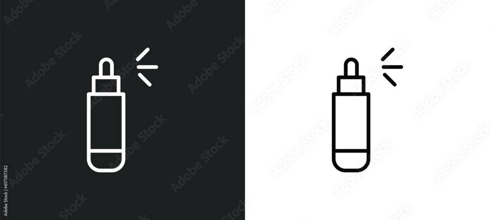 spray line icon in white and black colors. spray flat vector icon from spray collection for web, mobile apps and ui. spray line icon in white and black colors. spray flat vector icon from spray collection for web, mobile apps and ui.