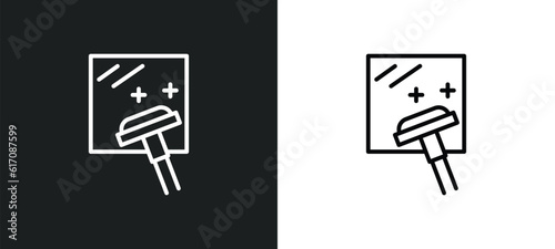 window cleanin line icon in white and black colors. window cleanin flat vector icon from window cleanin collection for web, mobile apps and ui.