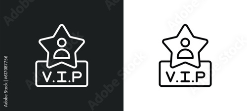 vip person line icon in white and black colors. vip person flat vector icon from vip person collection for web, mobile apps and ui.