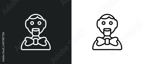 ventriloquist line icon in white and black colors. ventriloquist flat vector icon from ventriloquist collection for web, mobile apps and ui.