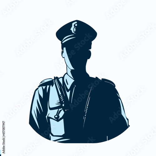 Vector Silhouette of a Police Officer in Uniform