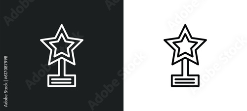 star movie award line icon in white and black colors. star movie award flat vector icon from star movie award collection for web, mobile apps and ui.