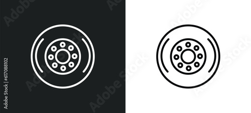 car hubcap line icon in white and black colors. car hubcap flat vector icon from car hubcap collection for web, mobile apps and ui.