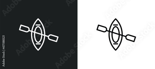 canoe line icon in white and black colors. canoe flat vector icon from canoe collection for web, mobile apps and ui.