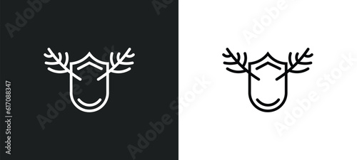hunting trophy line icon in white and black colors. hunting trophy flat vector icon from hunting trophy collection for web, mobile apps and ui.