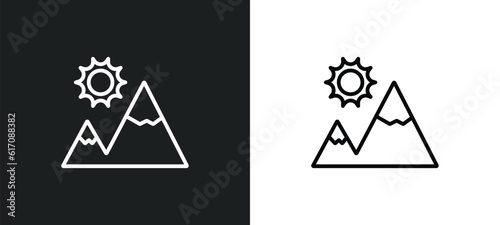 mountain line icon in white and black colors. mountain flat vector icon from mountain collection for web, mobile apps and ui.
