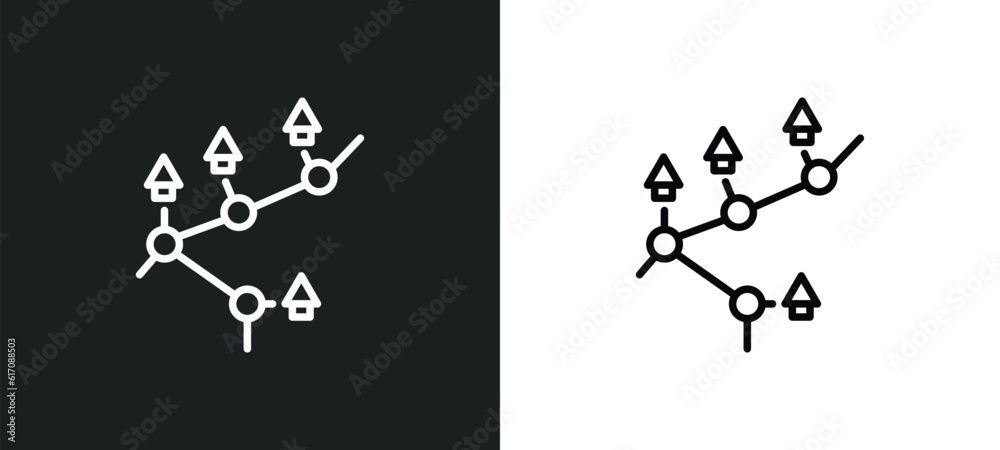 mortgage statistics line icon in white and black colors. mortgage statistics flat vector icon from mortgage statistics collection for web, mobile apps and ui.