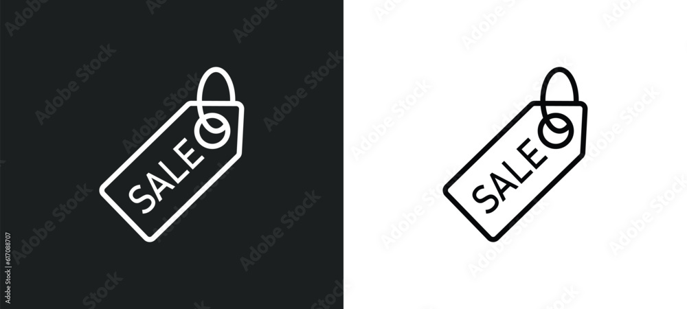 sale tag line icon in white and black colors. sale tag flat vector icon from sale tag collection for web, mobile apps and ui. - obrazy, fototapety, plakaty 