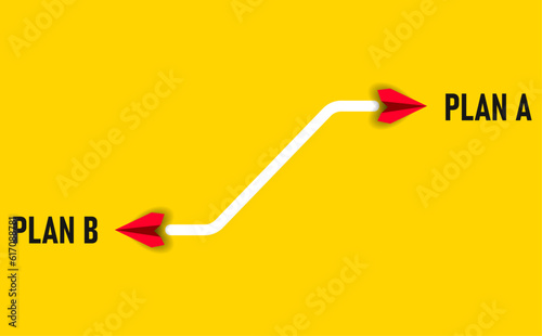 Red airplanes flying for Plan A, Plan B.Annual plan idea concept. business creativity new idea discovery innovation technology. strategic plan, success, focused working idea.