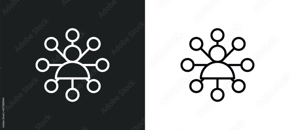 social network line icon in white and black colors. social network flat vector icon from social network collection for web, mobile apps and ui.