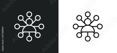 social network line icon in white and black colors. social network flat vector icon from social network collection for web, mobile apps and ui.