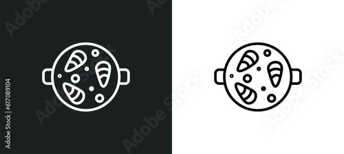 paella with parwns line icon in white and black colors. paella with parwns flat vector icon from paella with parwns collection for web, mobile apps and ui. photo