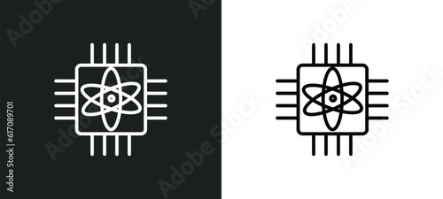 quantum computing line icon in white and black colors. quantum computing flat vector icon from quantum computing collection for web, mobile apps and ui.