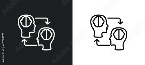 mind transfer line icon in white and black colors. mind transfer flat vector icon from mind transfer collection for web, mobile apps and ui.