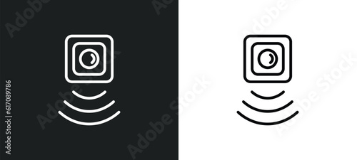 motion sensor line icon in white and black colors. motion sensor flat vector icon from motion sensor collection for web, mobile apps and ui. photo