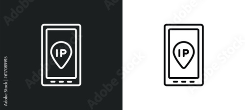 ip line icon in white and black colors. ip flat vector icon from ip collection for web, mobile apps and ui.